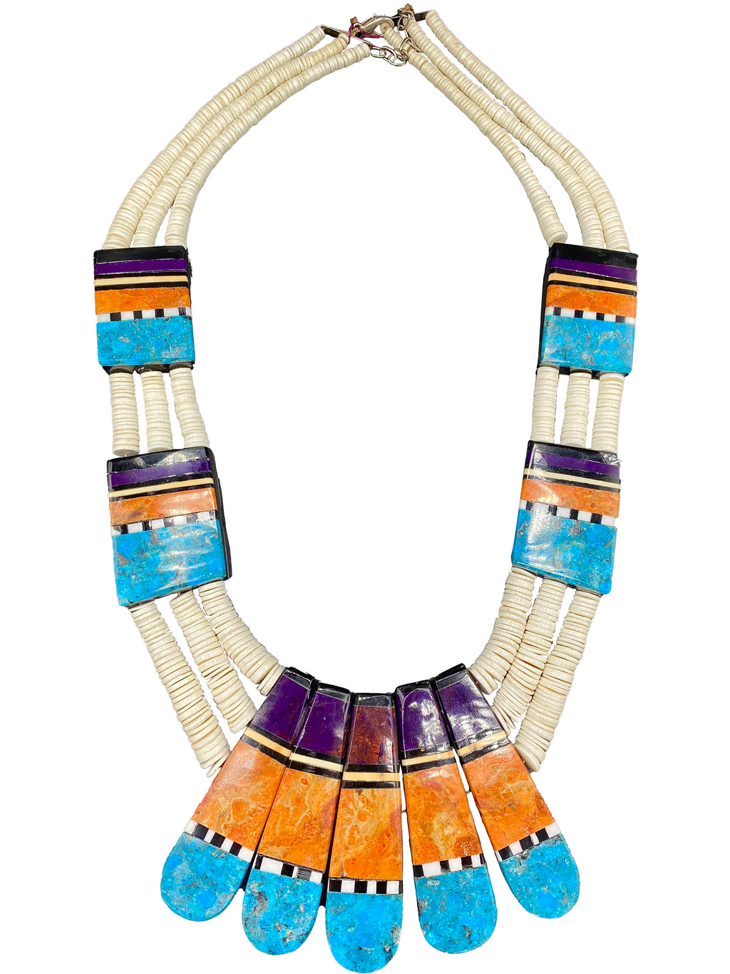 Contemporary Santo Domingo Reversible Inlay Stone Necklace ONE SIDE  1 of 3