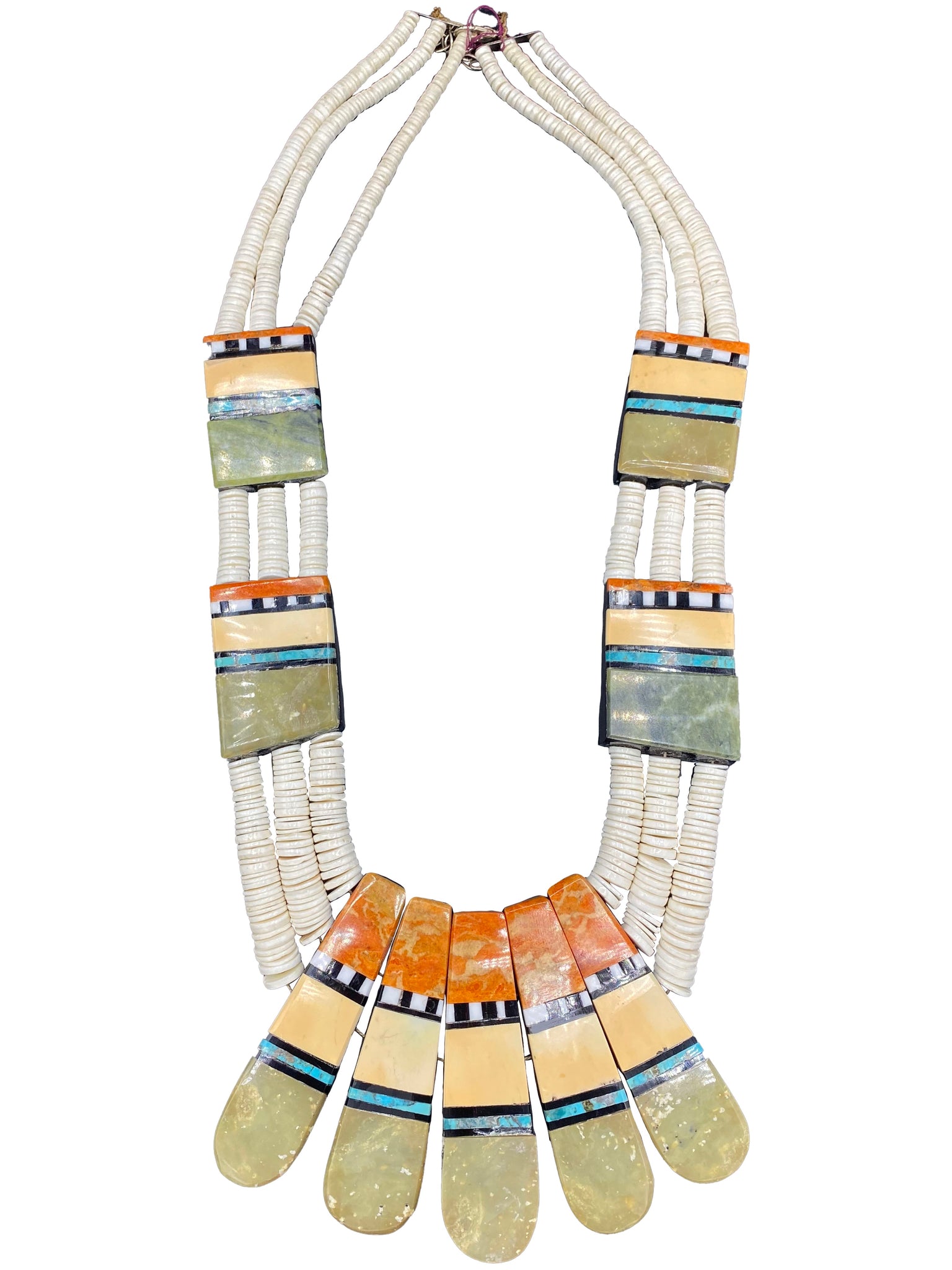 Contemporary Santo Domingo Reversible Inlay Stone Necklace OTHER SIDE  2 of 3