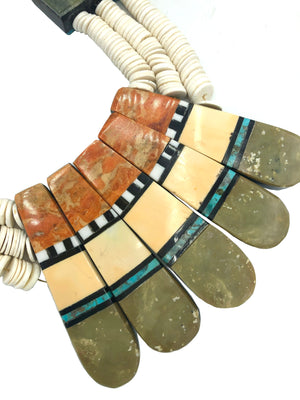 Contemporary Santo Domingo Reversible Inlay Stone Necklace DETAIL 3 of 3