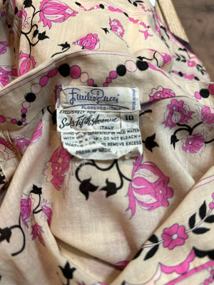 Pucci 60s Beige Cotton Floral Shirt Dress LABEL 5 of 5