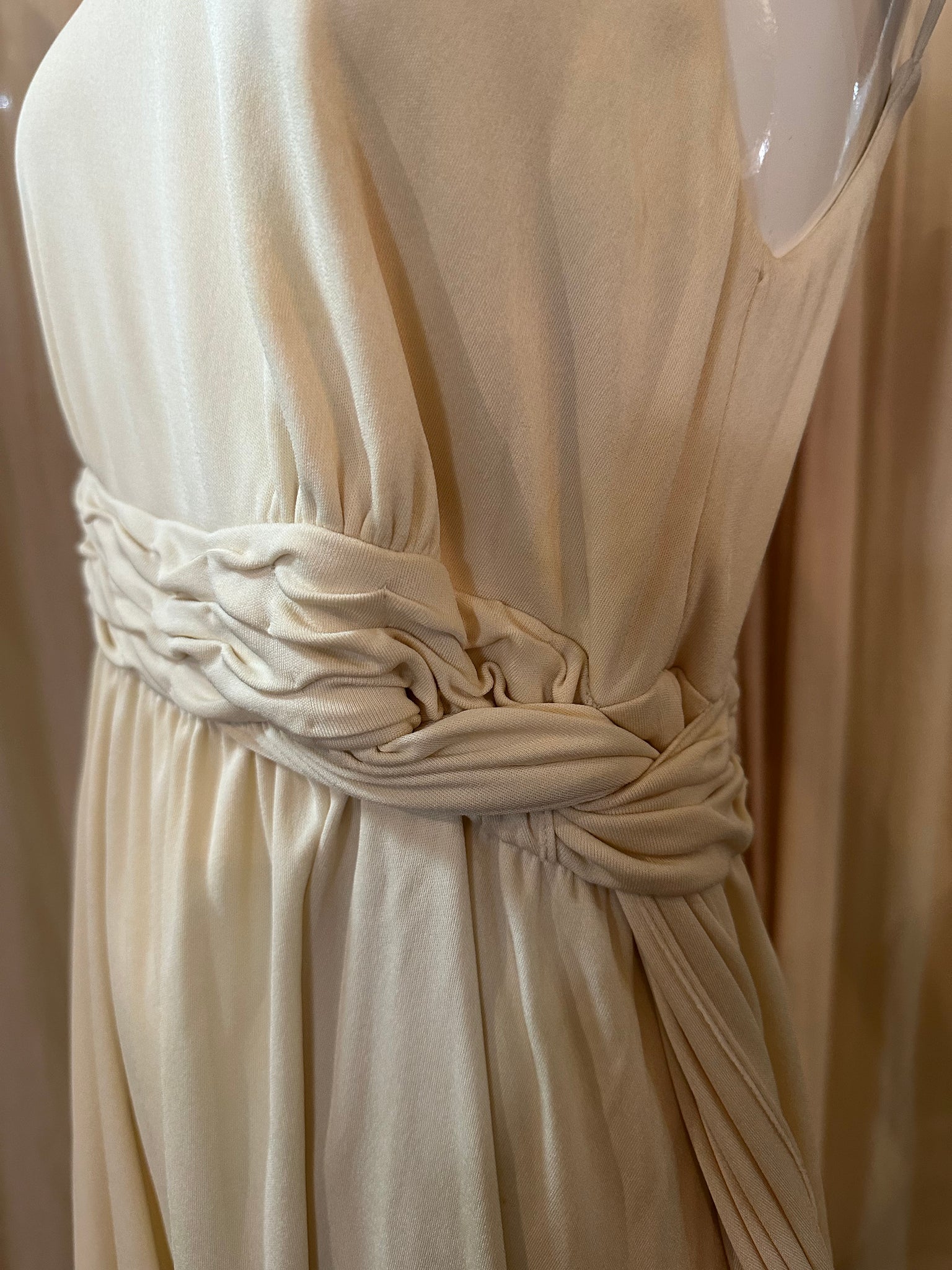 Karl Lagerfeld 90s White Jersey Goddess Mini Dress DETAIL 5 of 6