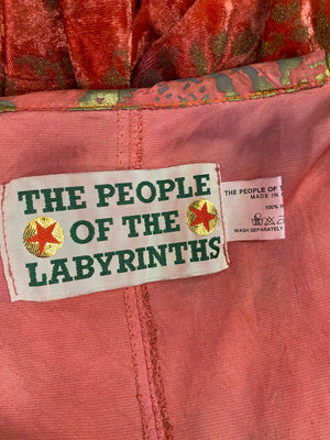 People of the Labyrinth Orange Velvet Stencilled Parka Jacket  LABEL 4 of 4