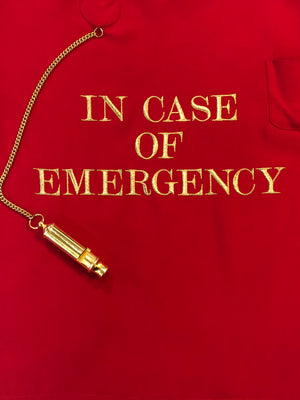 Moschino 80s Fire Engine Red In Case of Emergency Blouse DETAIL 4 of 6