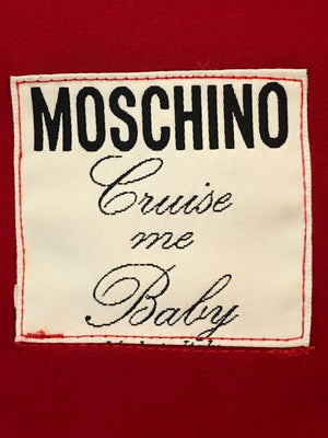 Moschino 80s Fire Engine Red In Case of Emergency Blouse INTERIOR LABEL 5 of 6