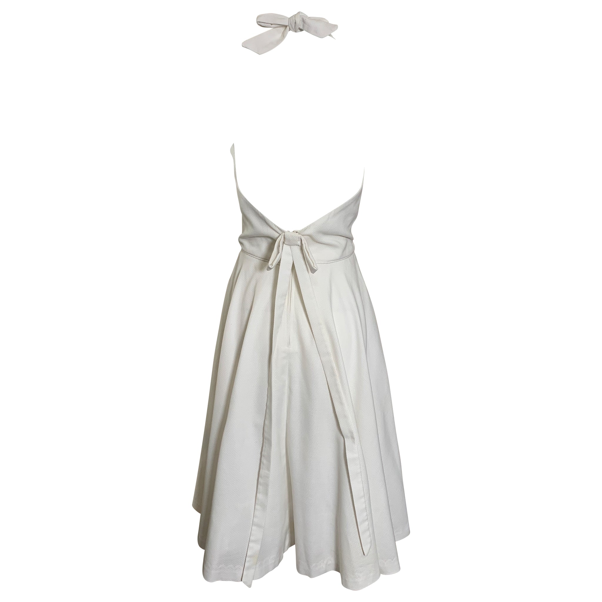 1980s Does 1950s White Pique Halter Dress BACK 3 of 5