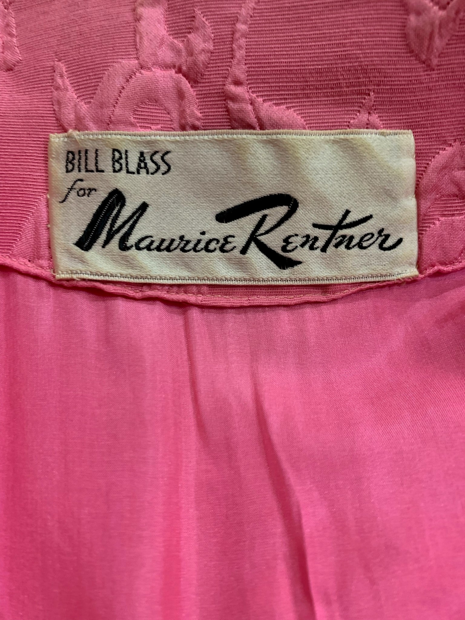 Maurice Rentner 60s Pink and Green Color Block  Matelasse Hostess Gown LABEL 8 of 8
