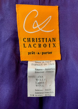 Christian Lacroix 90s Exaggerated Silhouette Purple Wool Coat LABEL 5 of 5