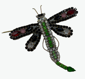  Czech Dragonfly Old Rhinestone Brooch FRONT 1 of 4