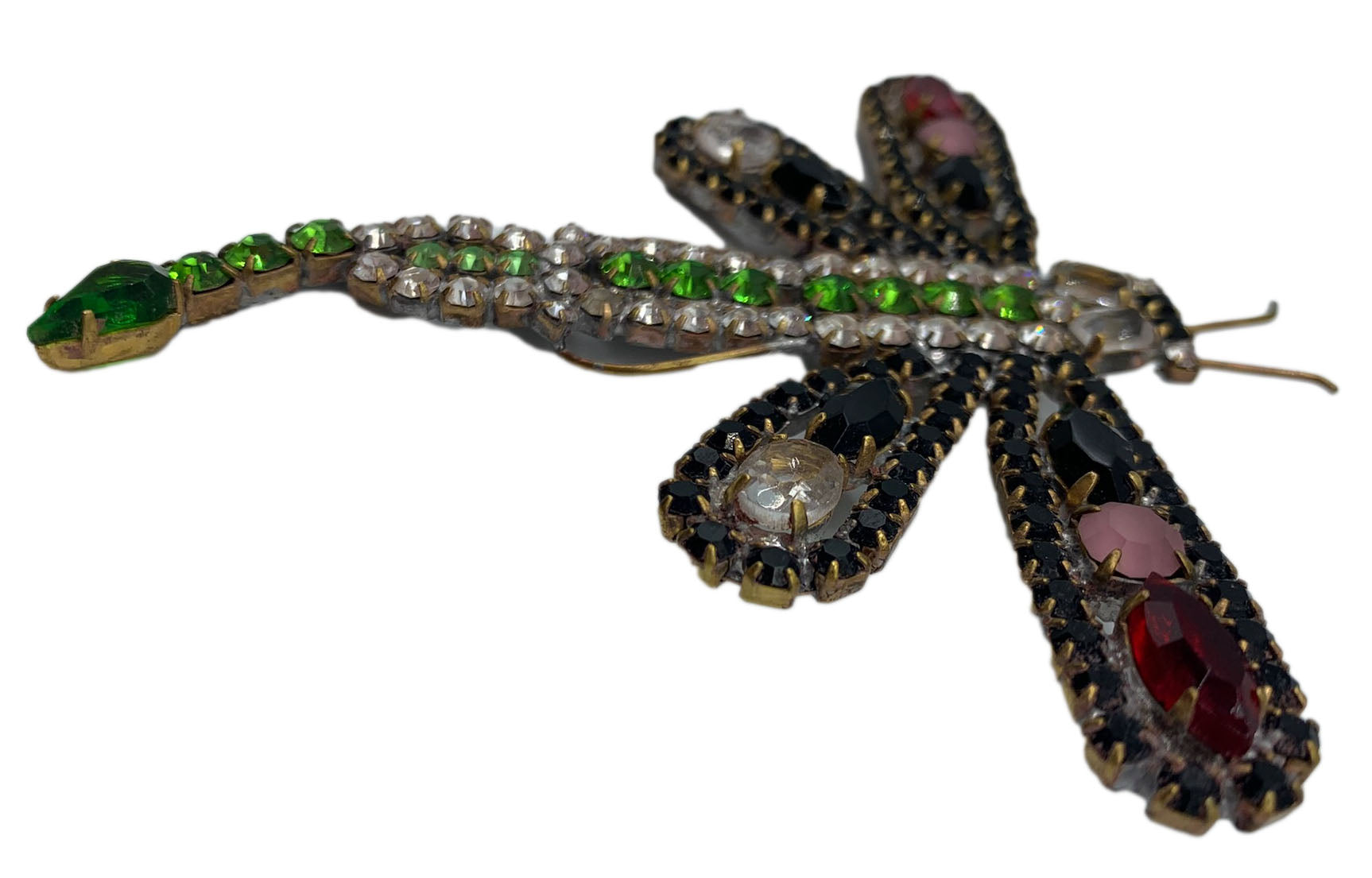  Czech Dragonfly Old Rhinestone Brooch FLAT 2 of 4