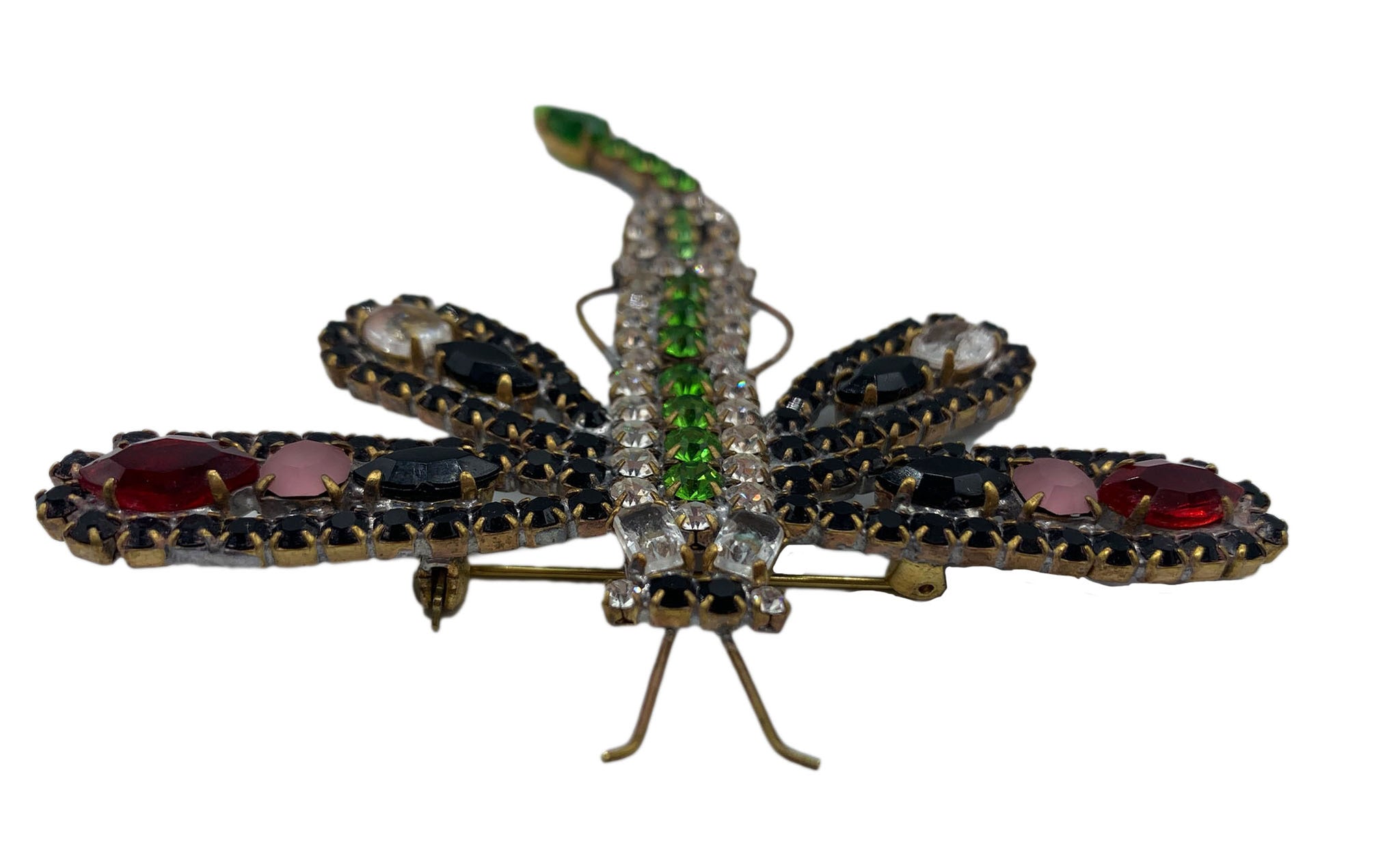  Czech Dragonfly Old Rhinestone Brooch Angle 3 of 4