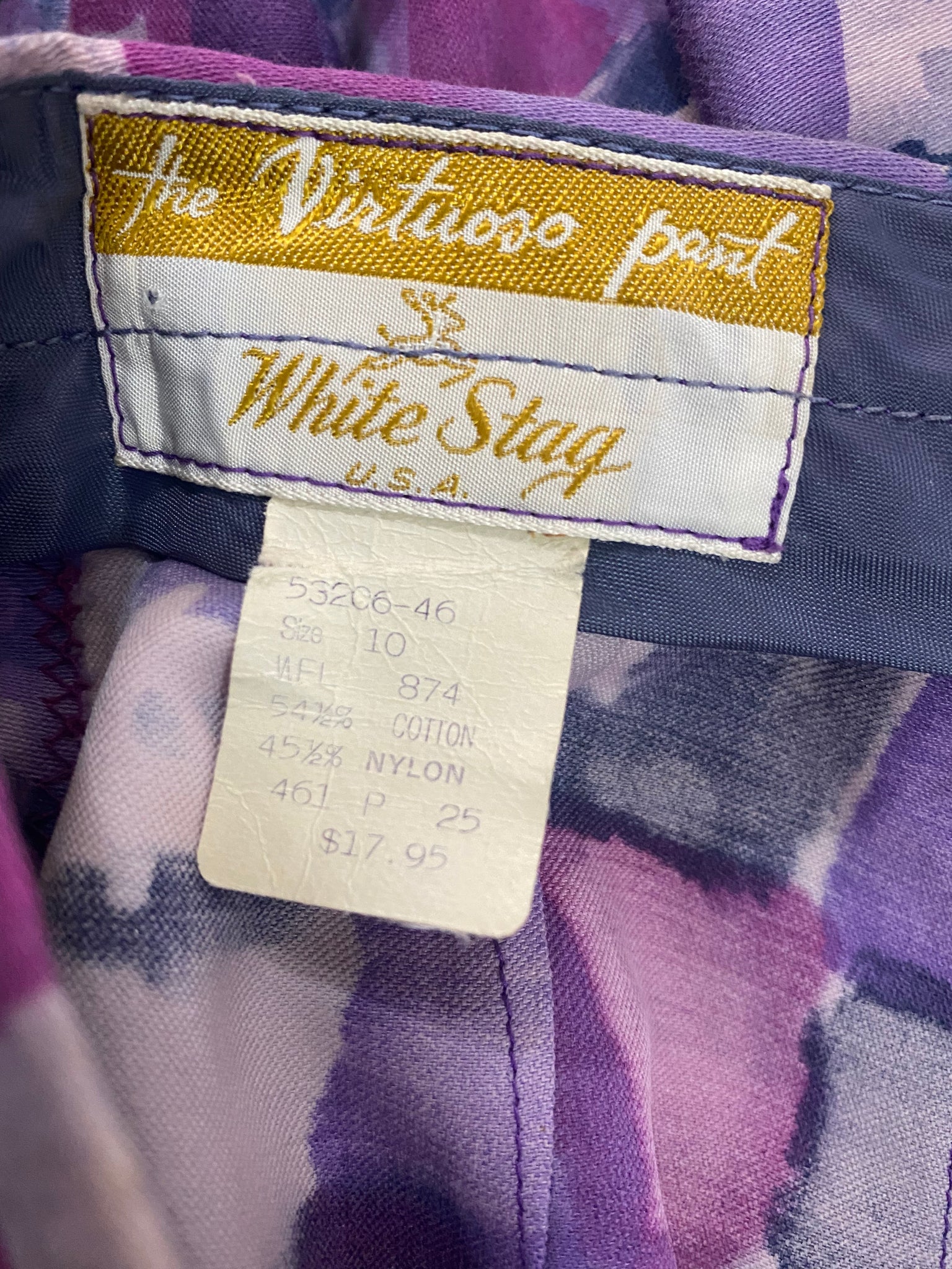   The Virtuoso Pant by White Stag 60s Purple Watercolor Print Apres Ski Pants LABEL 5 of 5