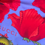 Gucci 80s Cornflower Blue Poppy Silk Scarf LOGO 3 of 3