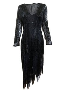 Unlabeled Black Beaded Fringed Body Con Dress  FRONT 1 of 6