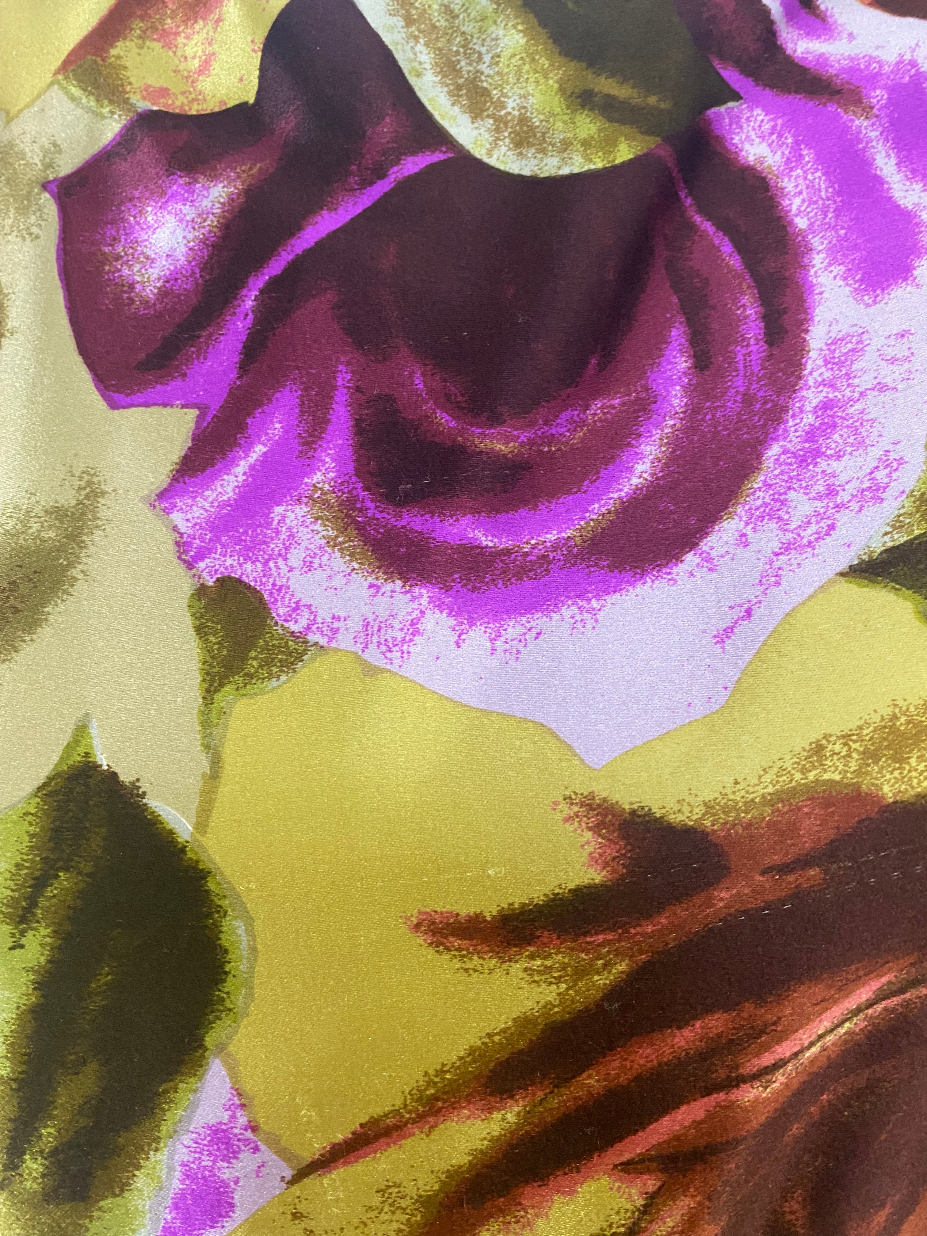 Paul Louis Orrier 80s High Drama Painterly Floral Cocktail Dress PRINT DETAIL 3 of 5