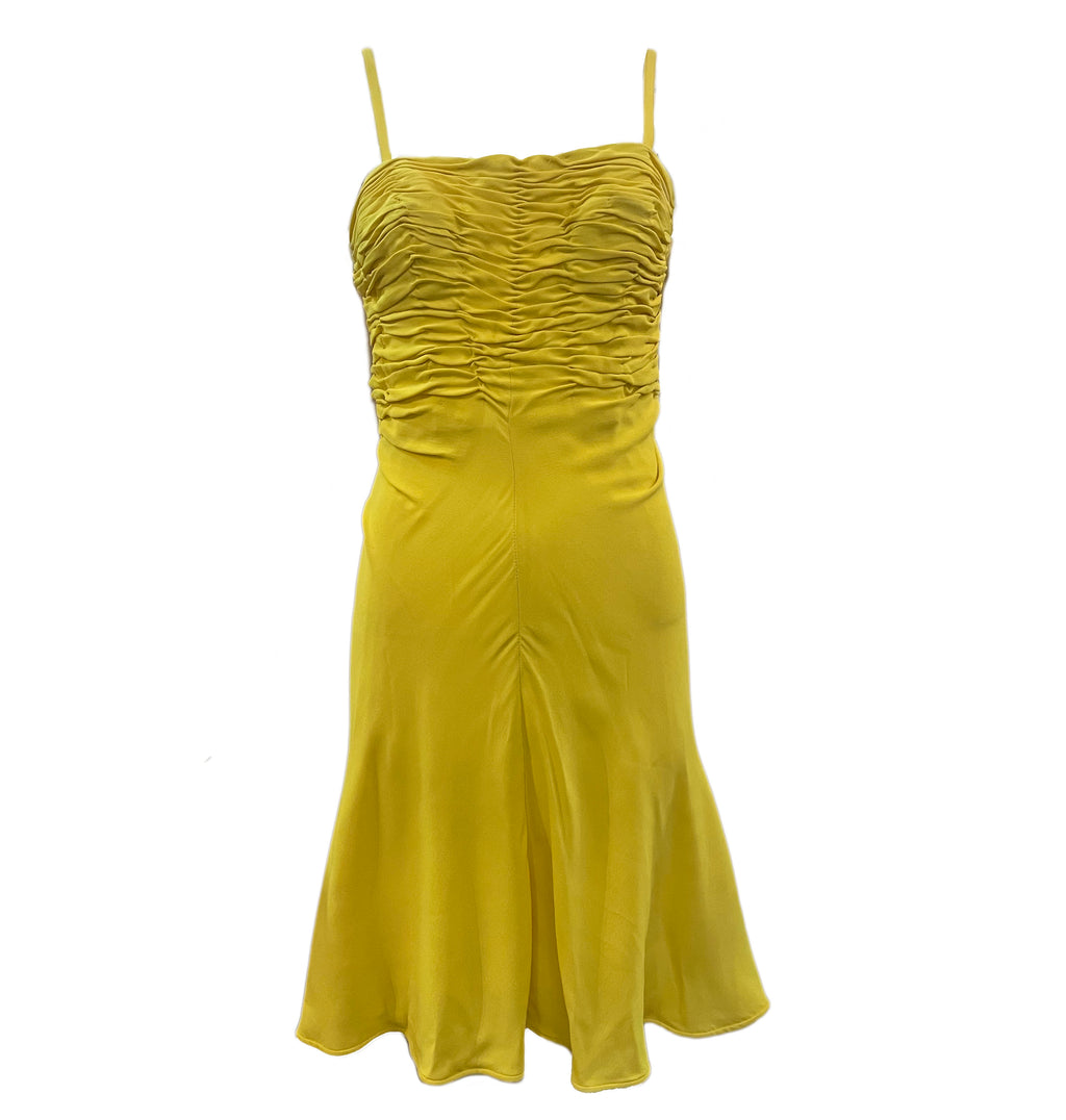 90s Gianni Versace Couture Yellow Sexy, Flirty Summer Dress FRONT 1 of 5