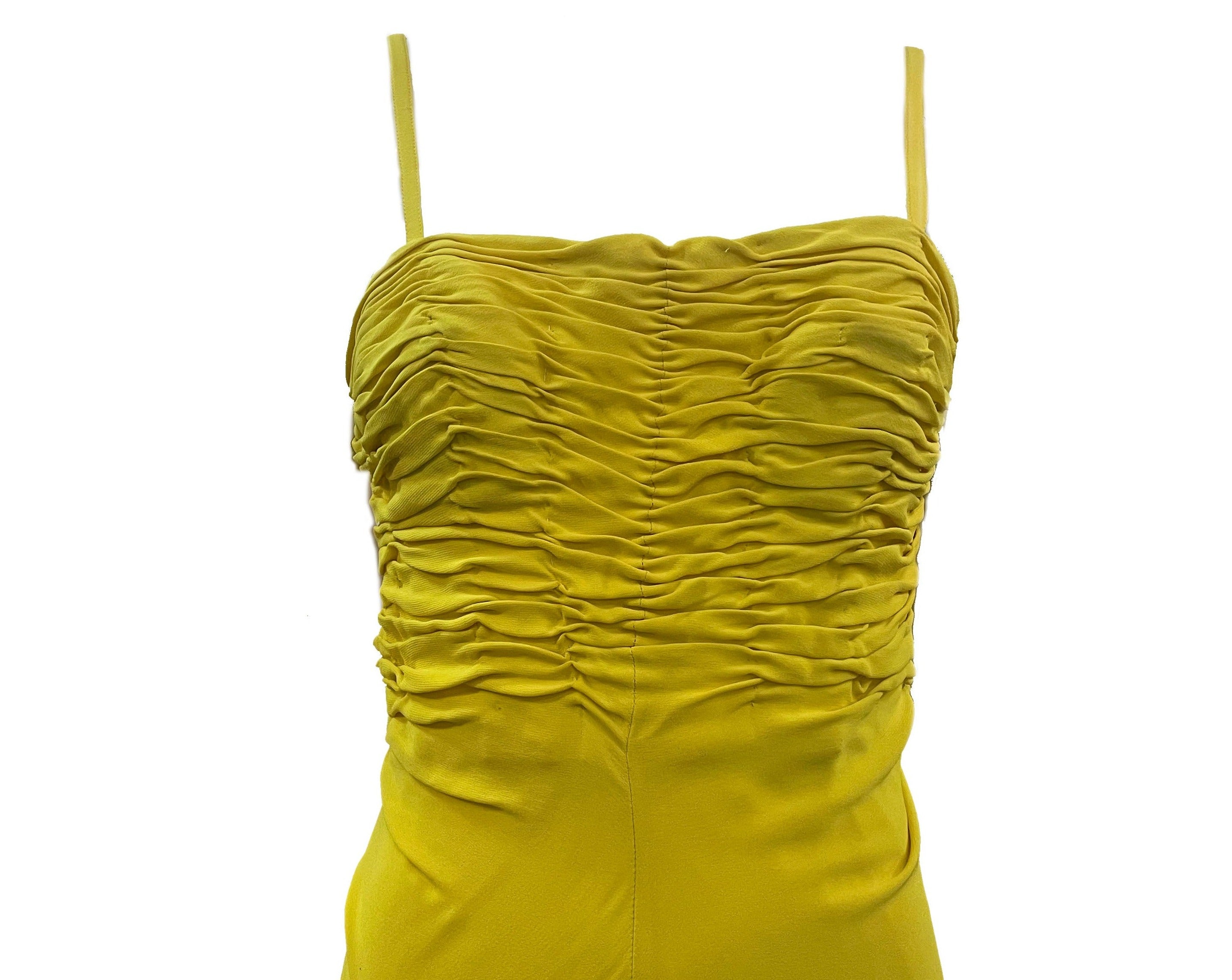 90s Gianni Versace Couture Yellow Sexy, Flirty Summer Dress BODICE DETAIL 4 of 5