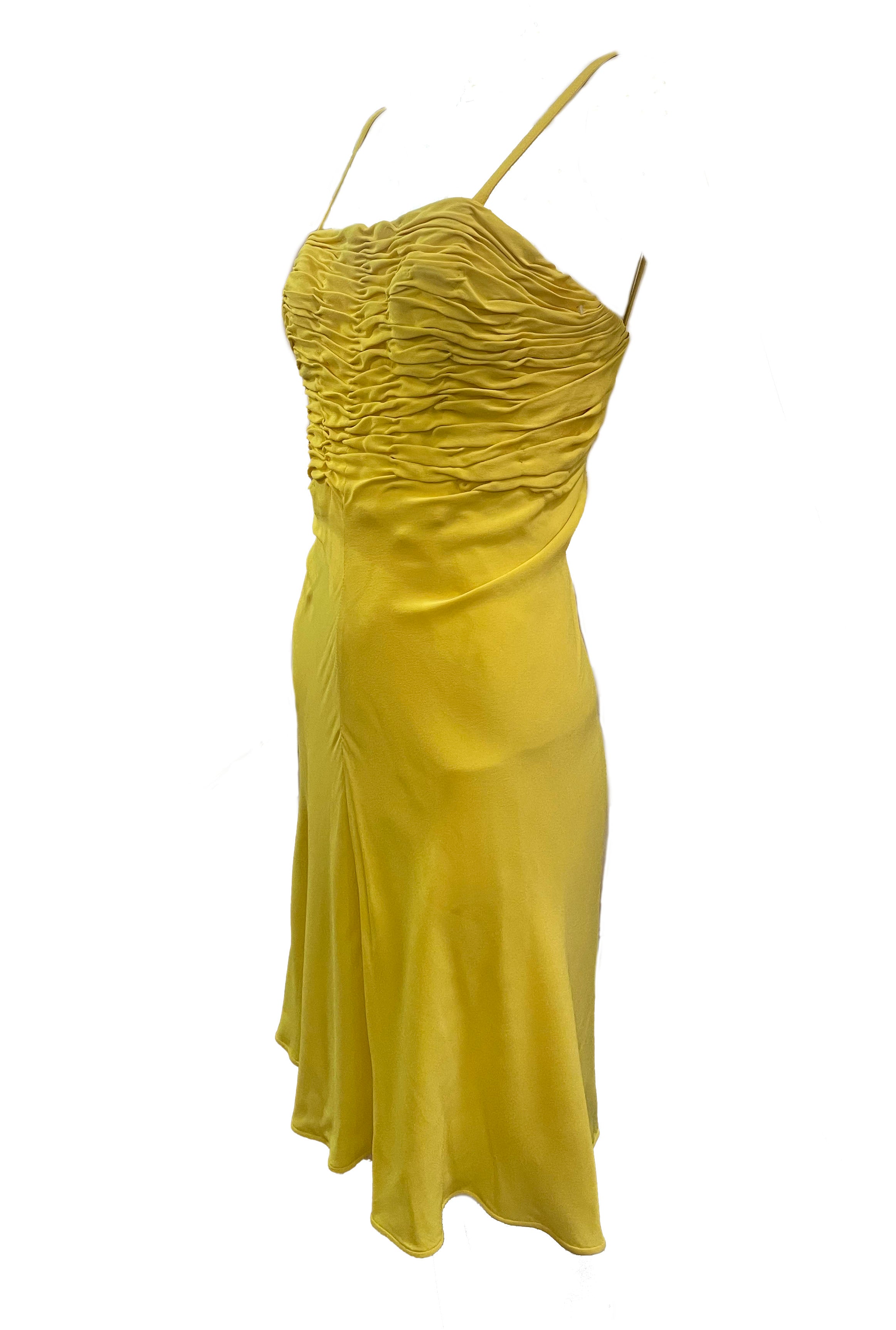 90s Gianni Versace Couture Yellow Sexy, Flirty Summer Dress  SIDE  2 of 5