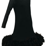 1994 Pierre Cardin Haute Couture Unlabelled Black Mesh Dress with Feathers SIDE 2 of 4