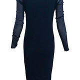 Fuzzi Contemporary Navy Blue Mesh Body Con Dress BACK 3 of 4