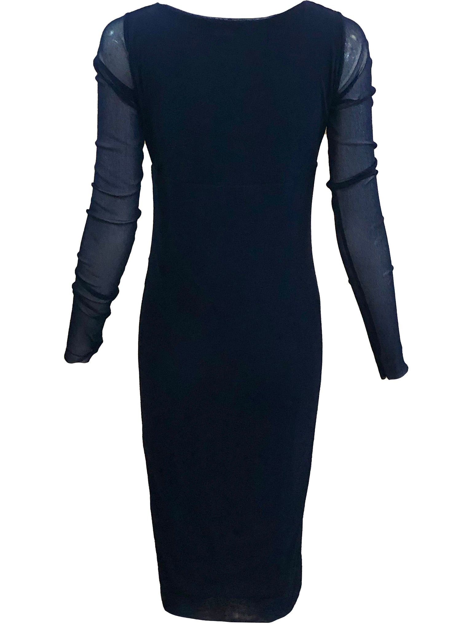 Fuzzi Contemporary Navy Blue Mesh Body Con Dress BACK 3 of 4