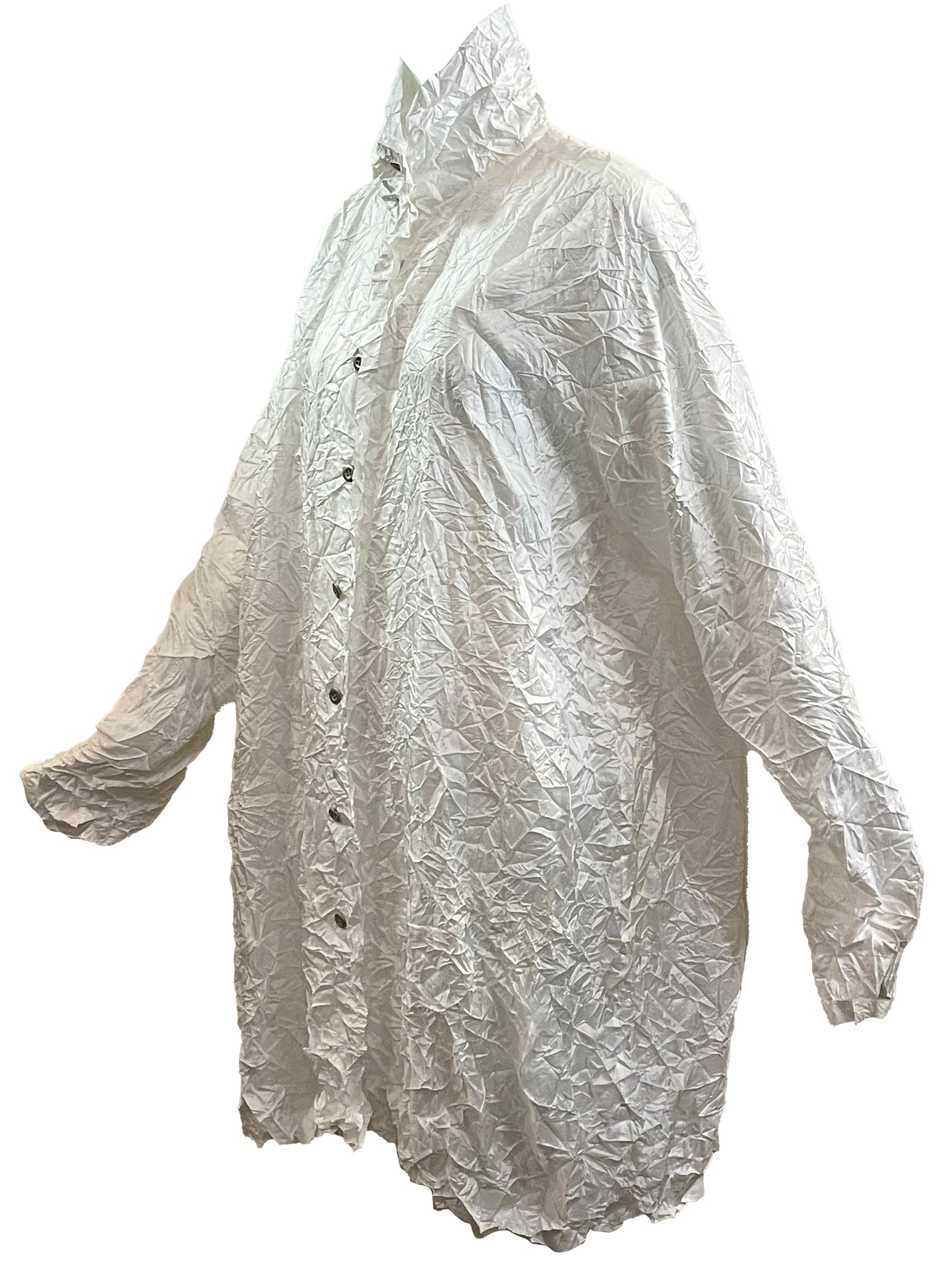  Issey Miyake Oversized White Button Down Shirt-Dress SIDE 2 of 5