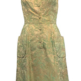 60's Metallic Green Jacquard Dress