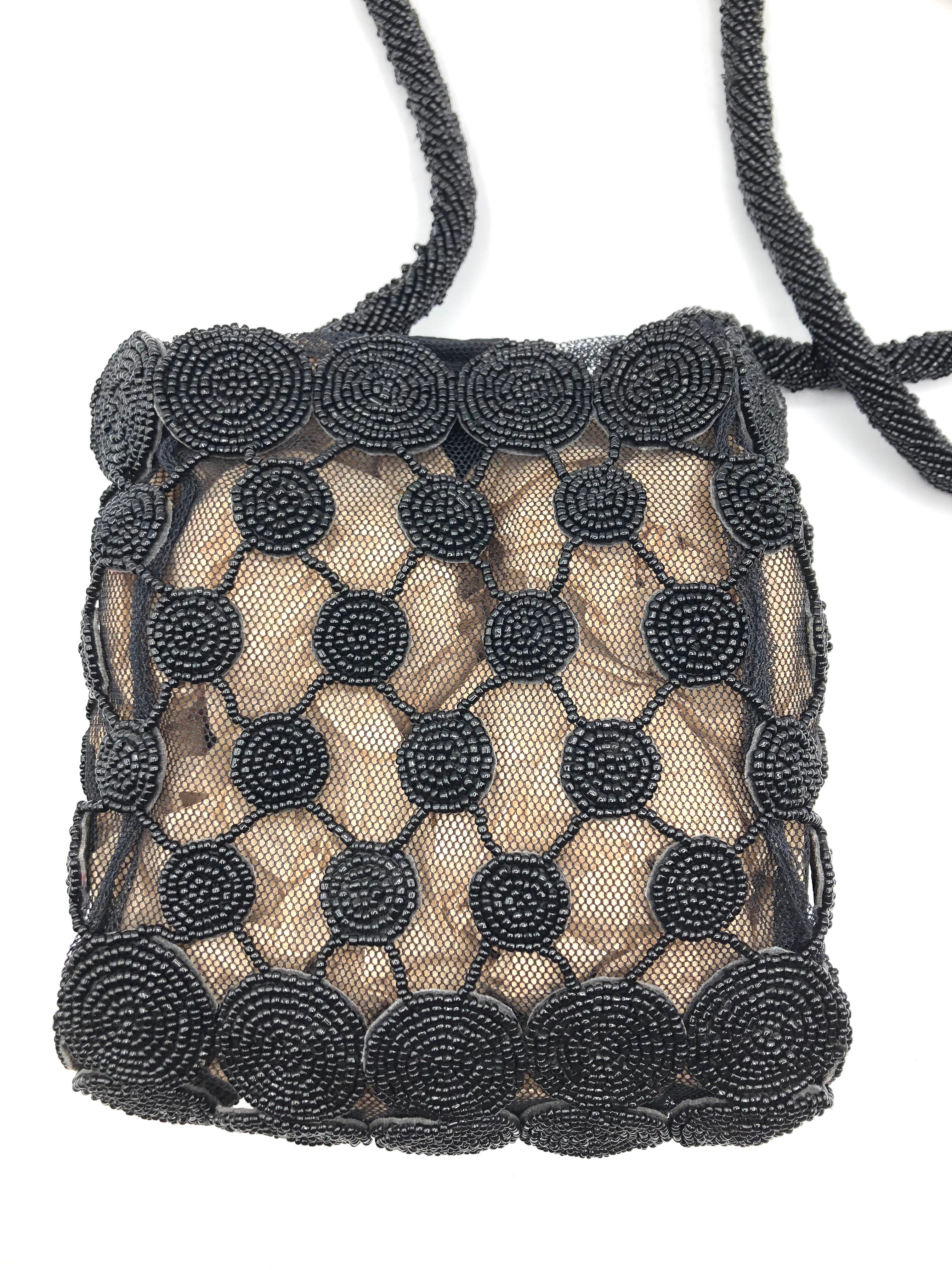 Krizia 90s  Black Beaded Cross Body Pouch 2 of 4