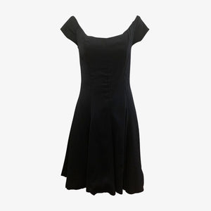 Nicole Miller 80s Black Crepe Mini Dress FRONT 1 of 3