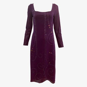 Sant Angelo 70s Dress Purple Studded with Rhinestones FRONT 1 of 4