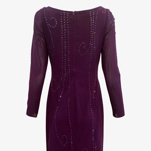 Sant Angelo 70s Dress Purple Studded with Rhinestones CLOSE UP BACK 3 of 4