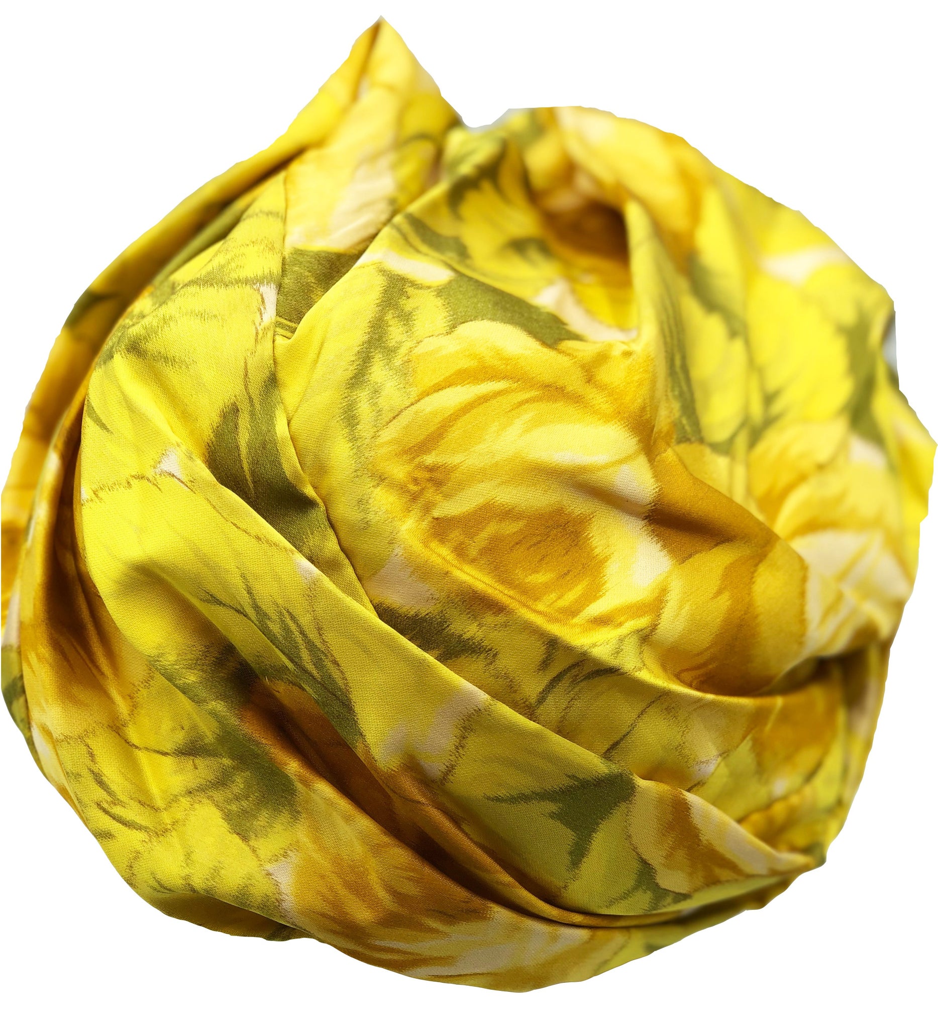 Mr. John Yellow Silk Watercolor Floral Turban Top 3 of 4