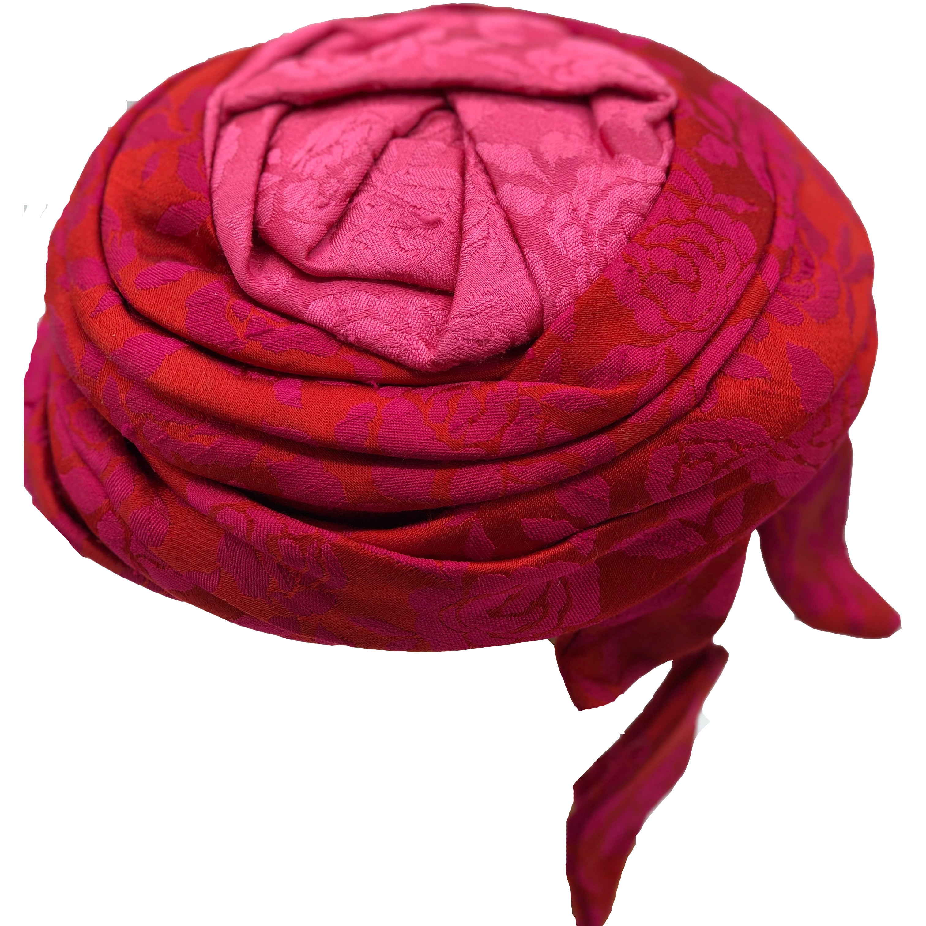 Mr. John 50s cocktail hat magenta  floral jacquard Front 1 of 3