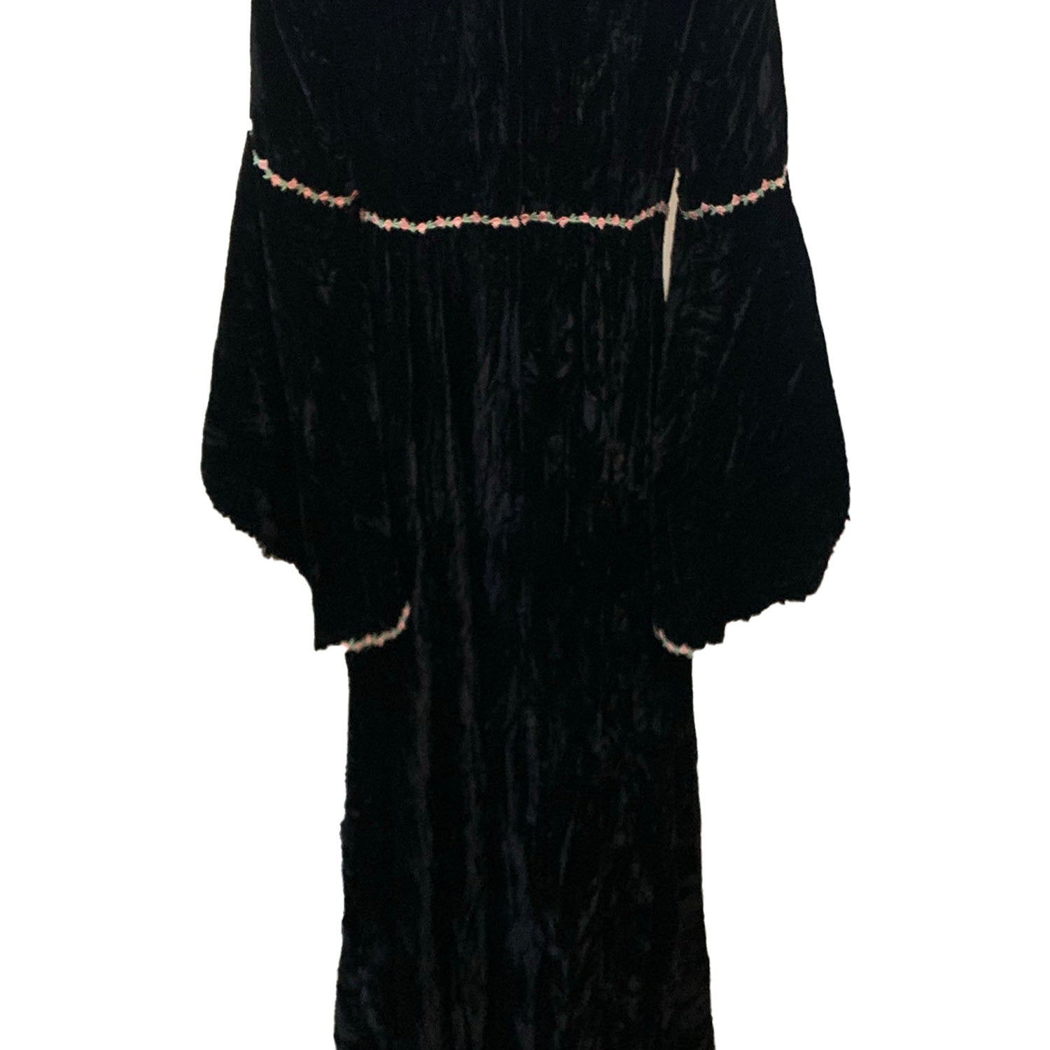  Valerie Corr 60s Black Velvet Neo Renaissance Maxi Dress BACK 2 of 5