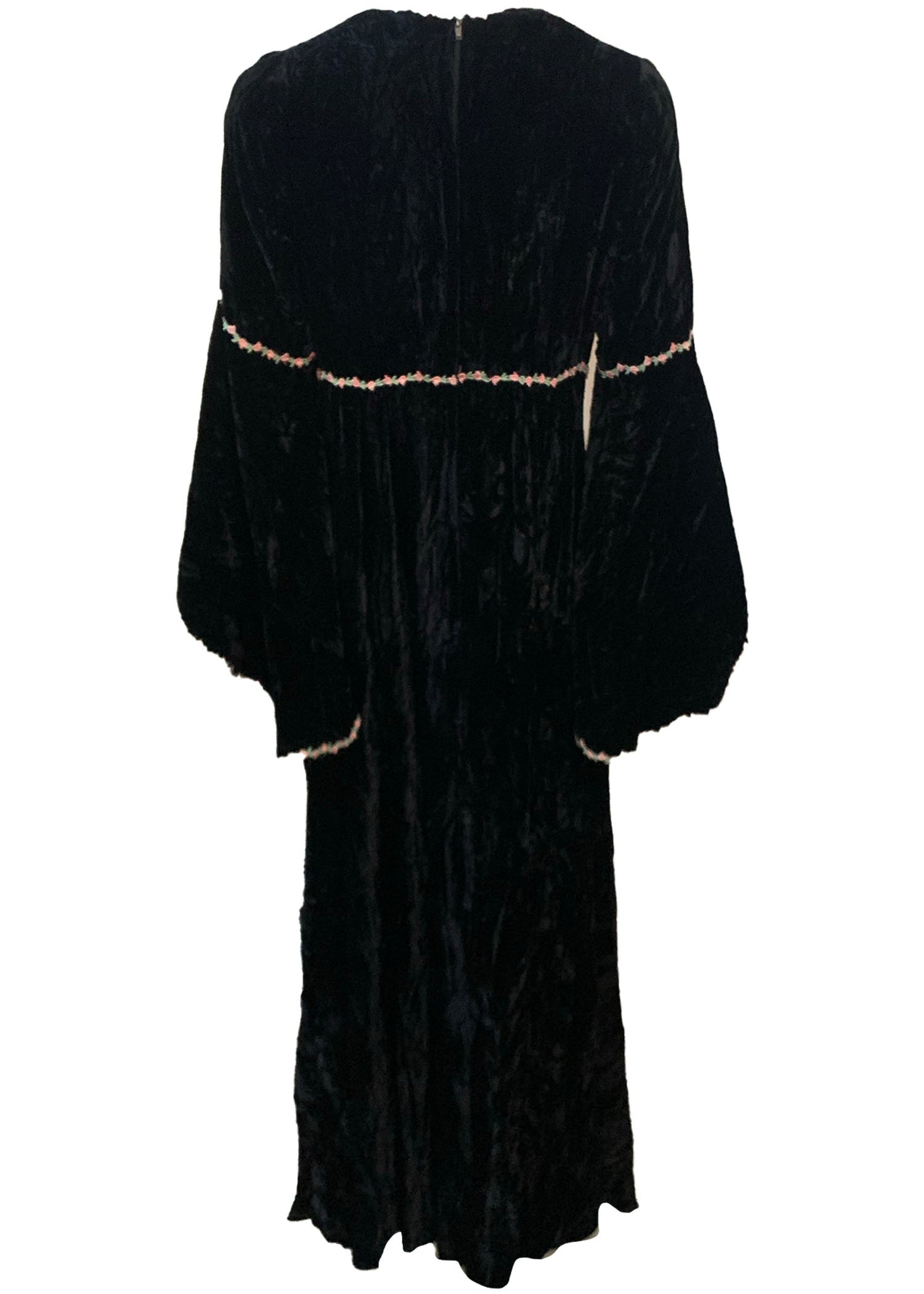  Valerie Corr 60s Black Velvet Neo Renaissance Maxi Dress BACK 2 of 5