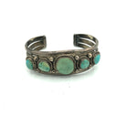 Native American Heavy Silver Cuff with Graduated Turquoise Stones 3 of 4