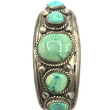 Native American Heavy Silver Cuff with Graduated Turquoise Stones 2 of 4