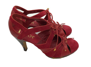 Dior Contemporary Tortoise Heeled Red Suede Shoes 2 of 6