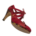 Dior Contemporary Tortoise Heeled Red Suede Shoes 3 of 6