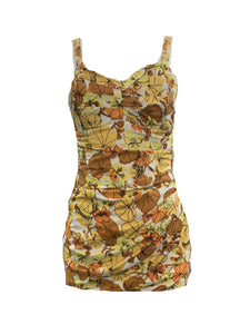 Roxanne 50s Swimsuit in Autumnal Floral Tones  FRONT 1 of 5
