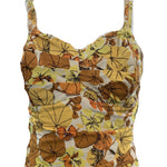 Roxanne 50s Swimsuit in Autumnal Floral Tones  CLOSE UP 3 of 5