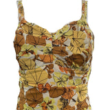 Roxanne 50s Swimsuit in Autumnal Floral Tones  CLOSE UP 3 of 5