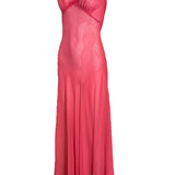 30s Bubblegum Pink Chiffon Gown DRESS ANGLE  3 of 5