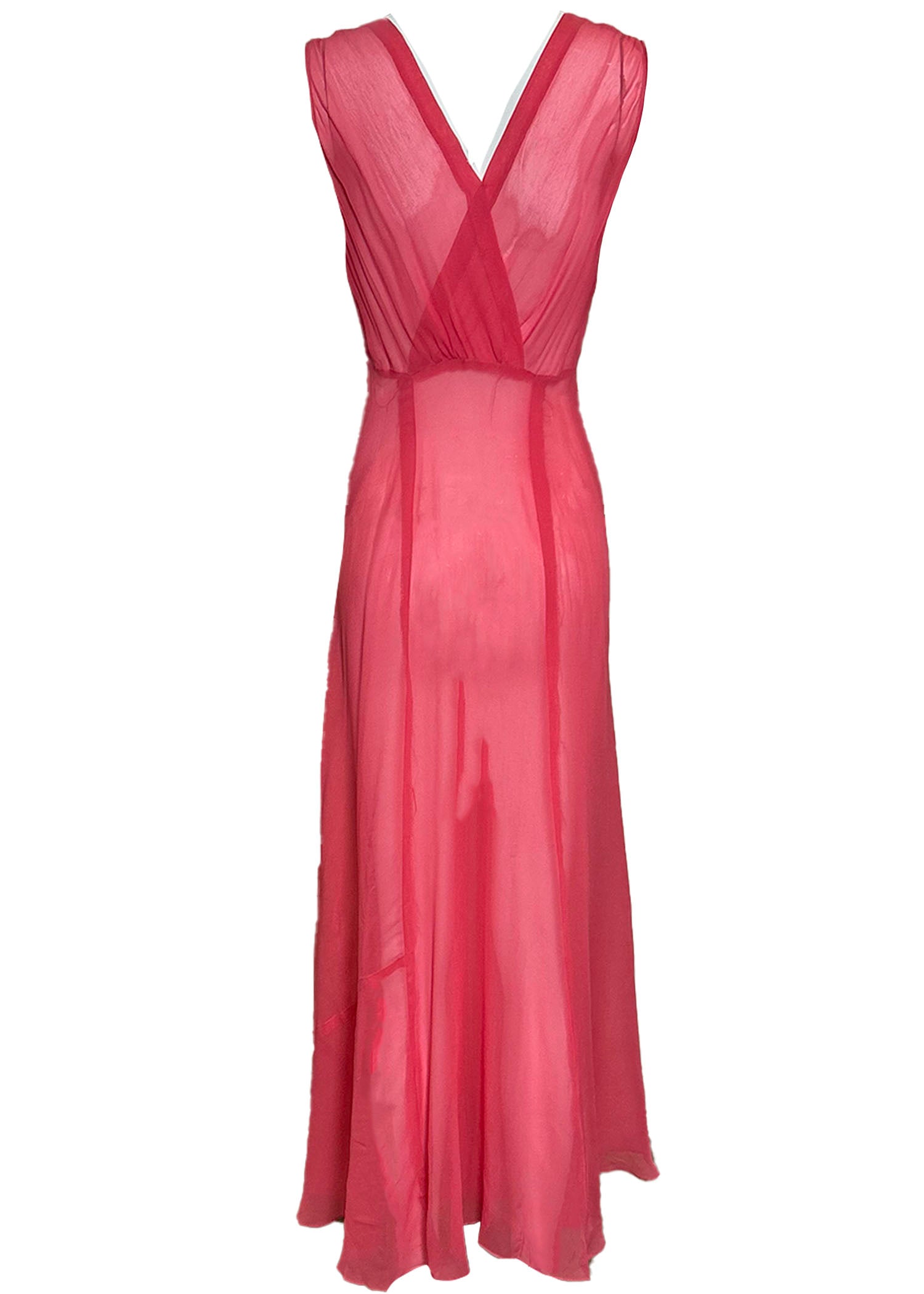 30s Bubblegum Pink Chiffon Gown DRESS BACK 4 of 5