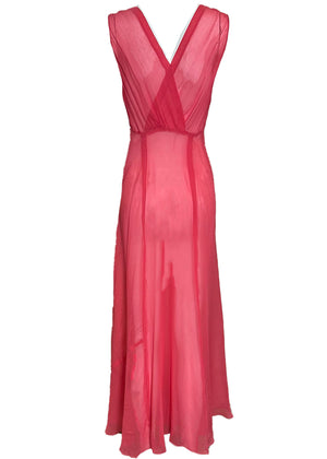 30s Bubblegum Pink Chiffon Gown DRESS BACK 4 of 5