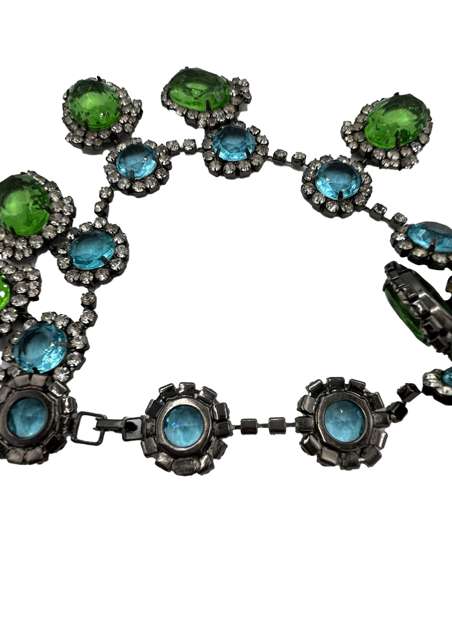 Kennth Jay Lane Rare Blue and Green Stone Collar, close up