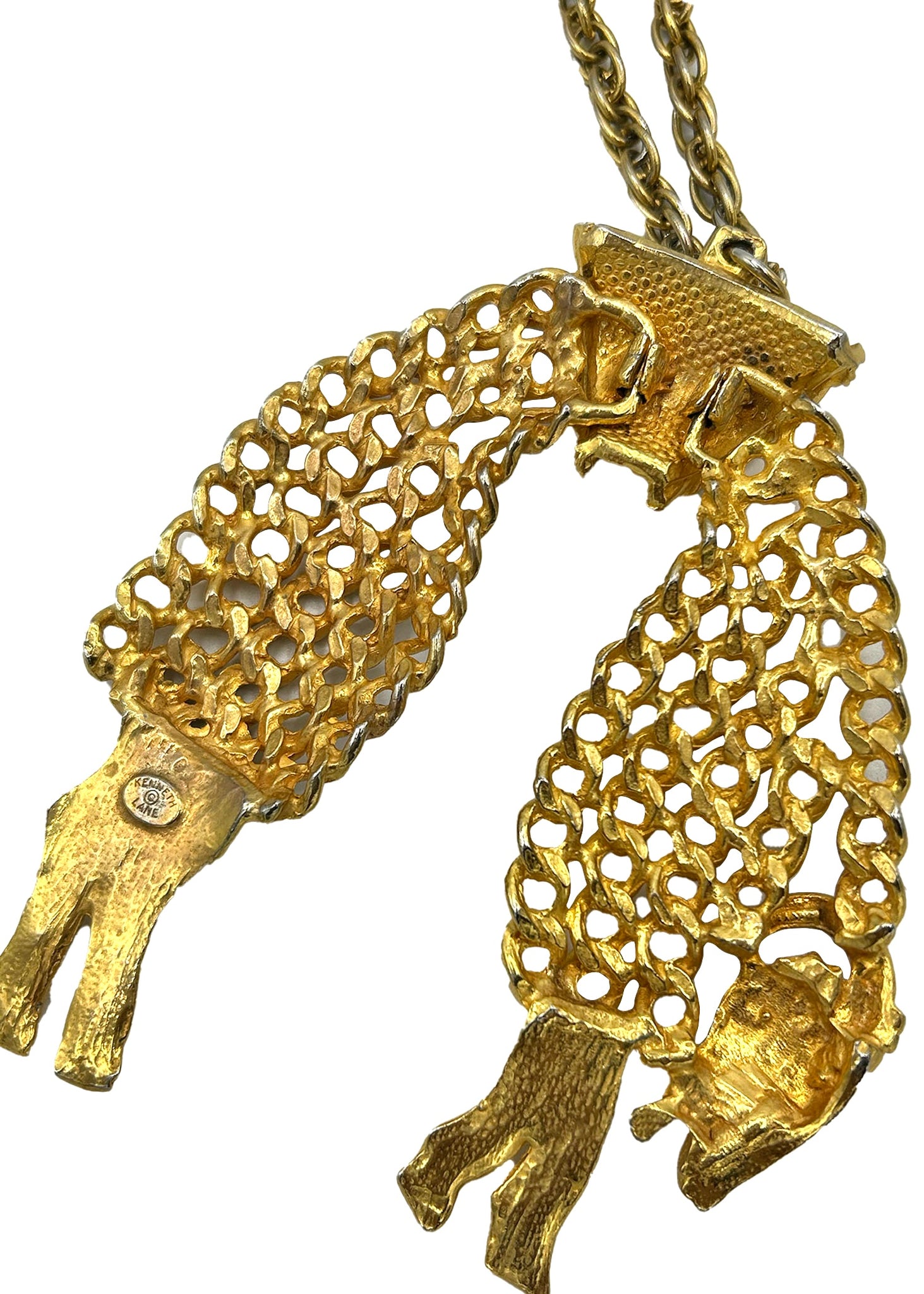 KJL 70s Golden Fleece Ram Pendant Necklace REVERSE 3 of 4