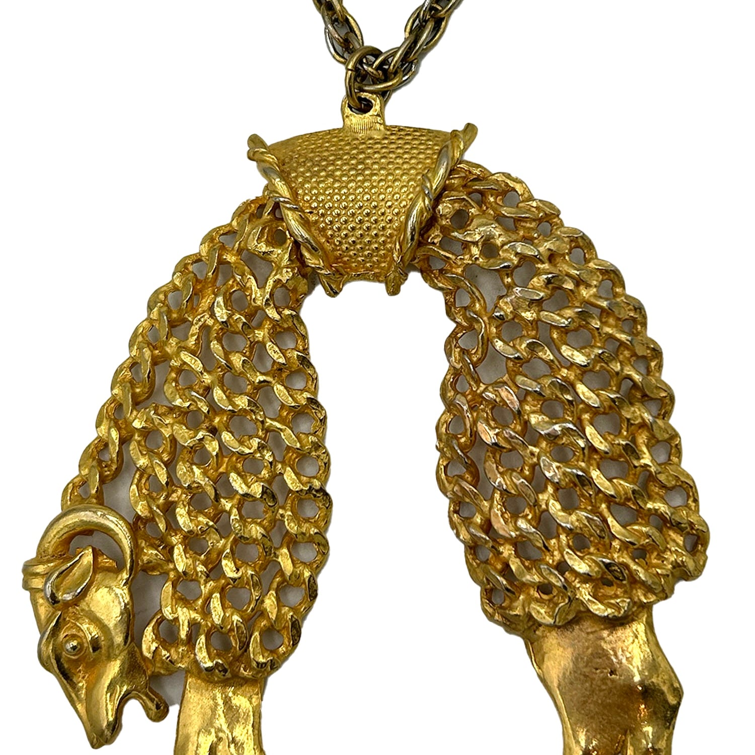 KJL 70s Golden Fleece Ram Pendant Necklace DETAIL 2  of 4