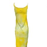 The People of the Labyrinths Yellow Green Tie Dye Jersey Tank Dress BACK 2 of 4