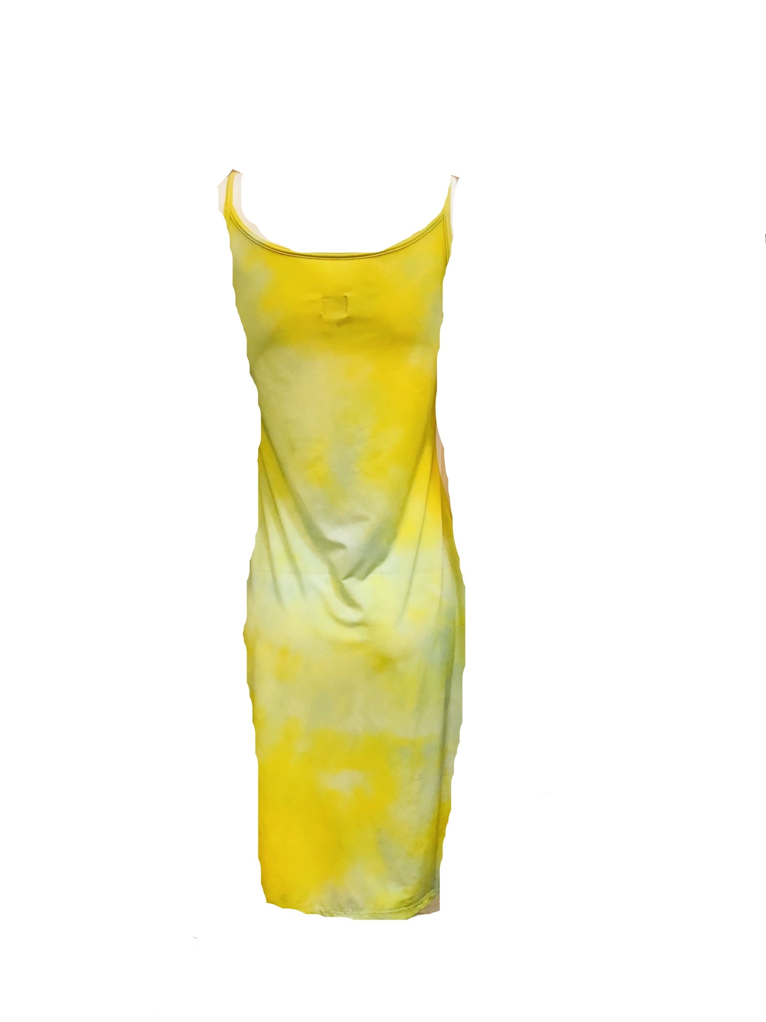 The People of the Labyrinths Yellow Green Tie Dye Jersey Tank Dress BACK 2 of 4