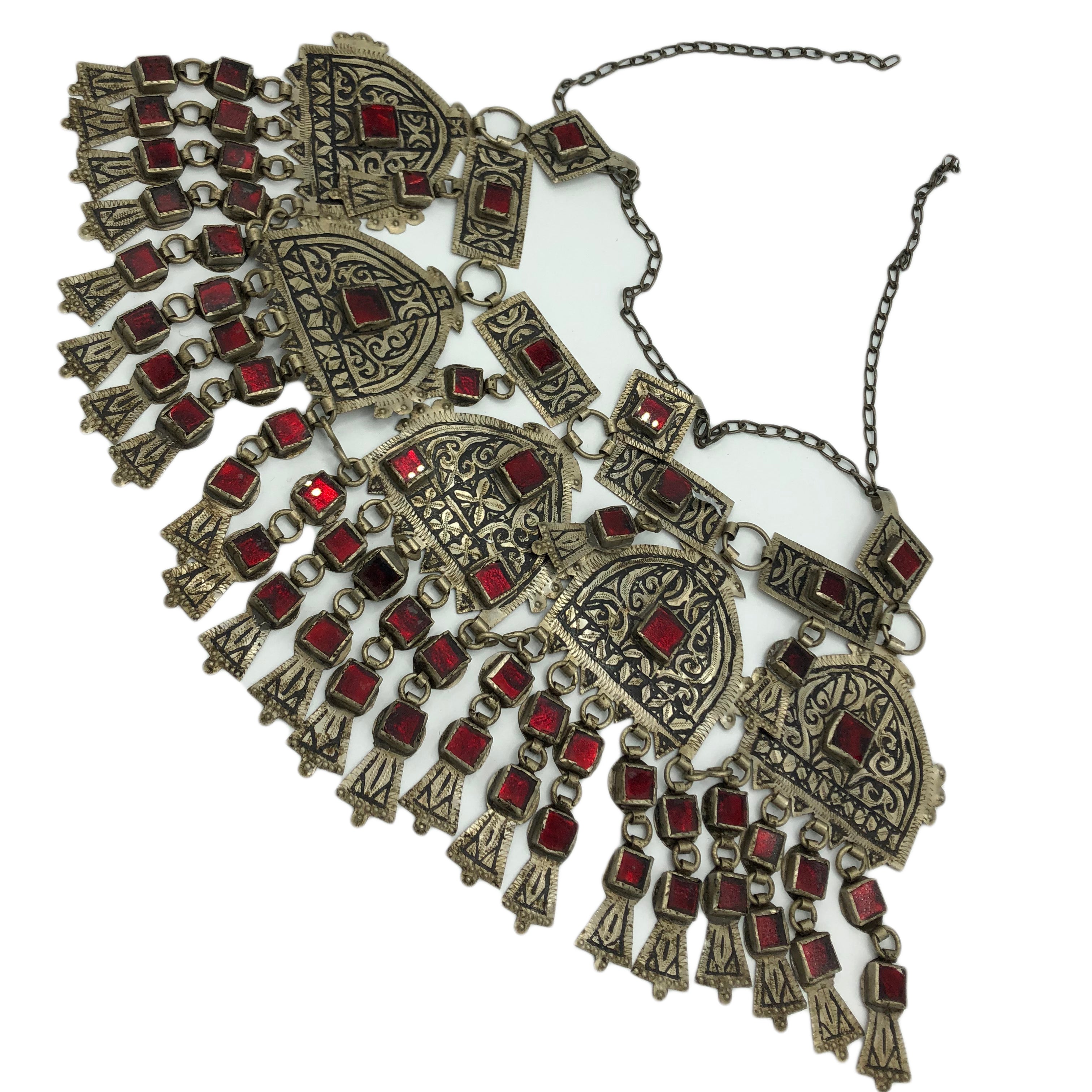 Huge Turkoman Collar With Red Inset Glass FRONT 1 of 3